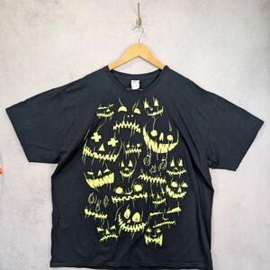 Fruit of the Loom Halloween Pumpkin Faces Tee Men’s Size 3XL Black